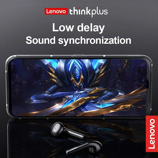 Lenovo LP2 Earbud Bluetooth Handsfree Ακουστικά με Αντοχή στον Ιδρώτα και Θήκη Φόρτισης Μαύρα