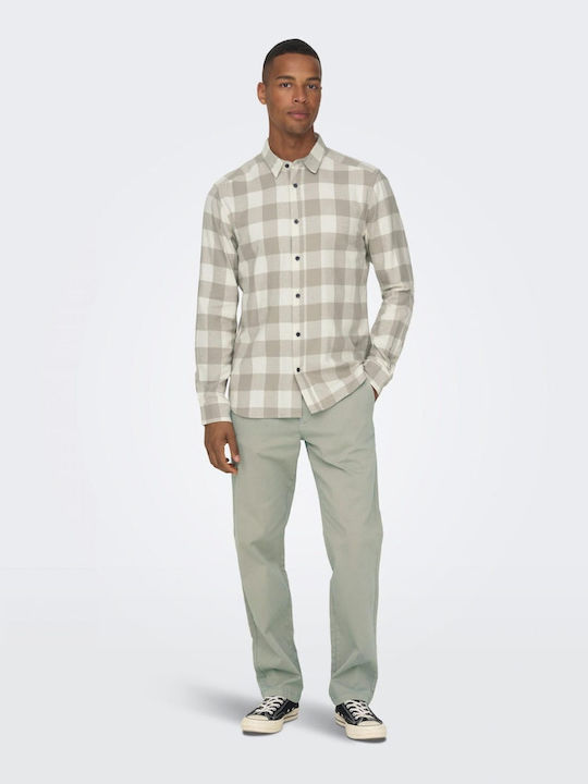 Only & Sons Long-sleeved Shirt Checked Beige