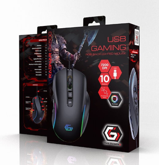Gembird MUSG-RAGNAR-RX500 RGB Gaming Ποντίκι 7200 DPI Μαύρο