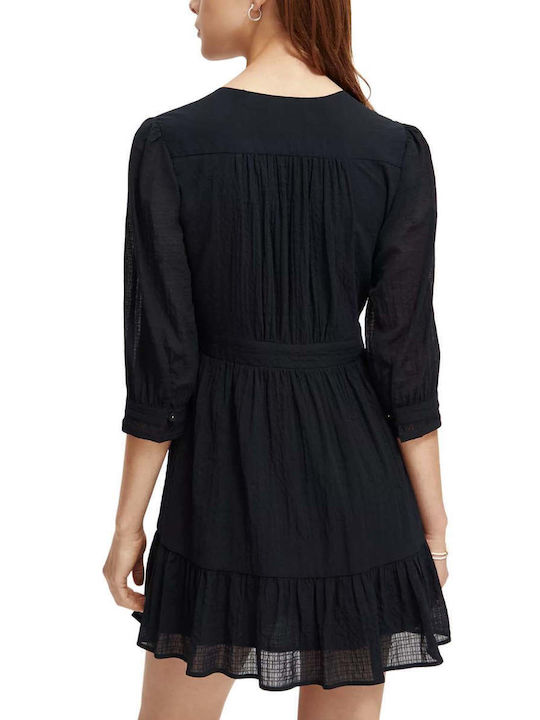 Scotch & Soda Mini Kleid Wickel Schwarz