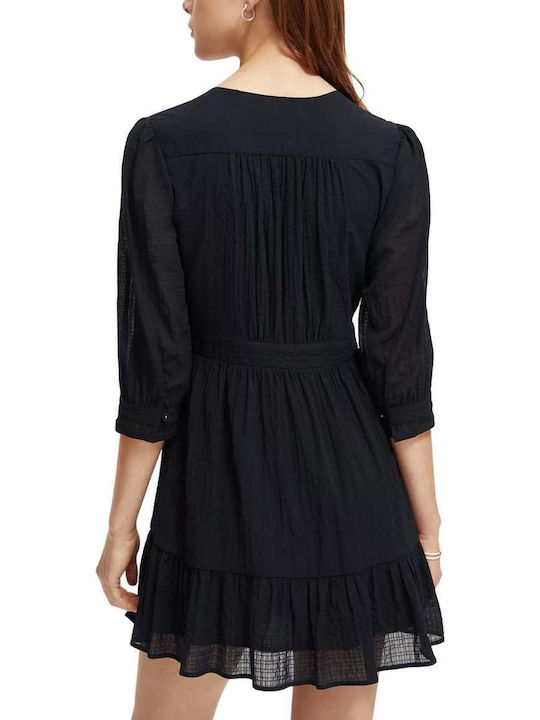 Scotch & Soda Wrap Mini Φόρεμα All day Μαύρο