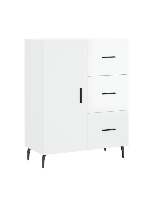 Wooden & Metallic Buffet with Drawers White L69.5xW34xH90cm