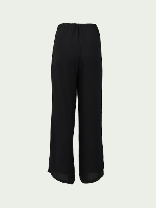 Rodonna Women's Fabric Trousers with Elastic Black