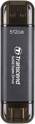 Transcend ESD310C 512GB USB 3.2 SSD Stick mit Verbindung USB-A & USB-C Schwarz