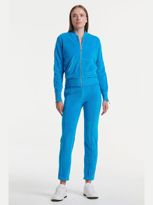 SugarFree Hohe Taille Damen-Sweatpants Jogger Blau Samt