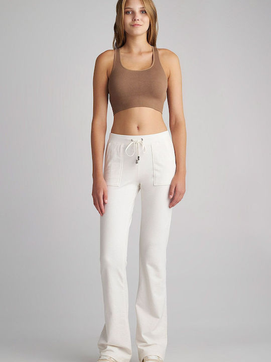 SugarFree Women's Flared Sweatpants White Velvet