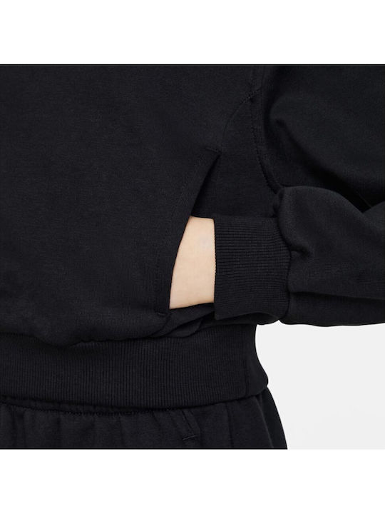 Fleece Kids Sweatshirt with Hood Black Sportswear Club