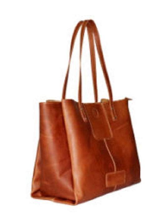 Fetiche Leather Δερμάτινη Γυναικεία Τσάντα Shopper Ώμου Ταμπά