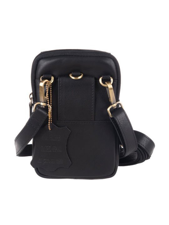 Leder Damentasche Schultertasche Schwarz