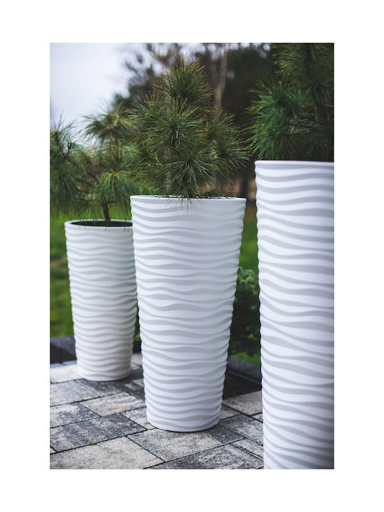 Form Plastic Sahara Dunes Slim Γλάστρα Πλαστική Λευκή 39.5x39.5x79.5εκ.