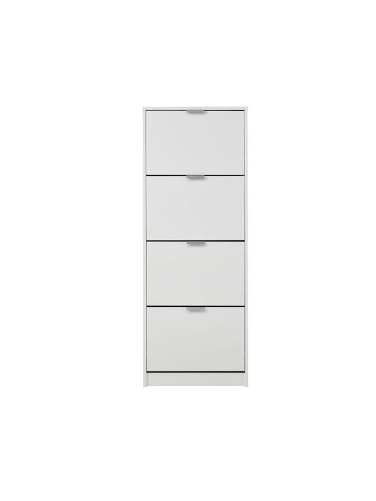 Ξύλινη Παπουτσοθήκη Base 14 με 4 Ράφια Λευκή Μ58xΠ18xΥ155.5cm