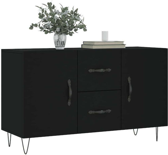 Wooden Buffet with Drawers Black L100xW36xH60cm