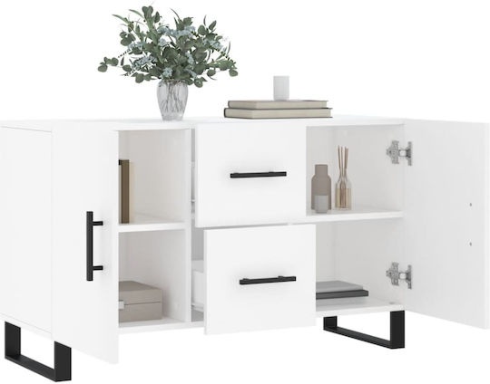 Μπουφές Ξύλινος με Συρτάρια Λευκός 100x36x60cm