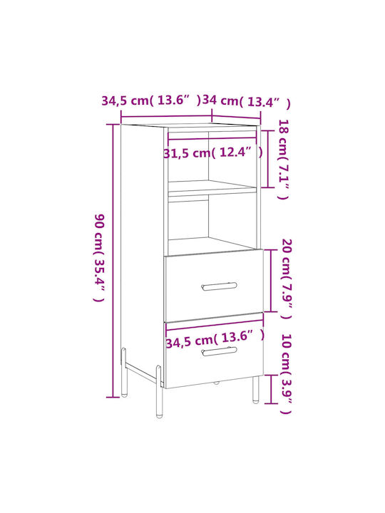 Schublade Büro 34.5x34x90cm