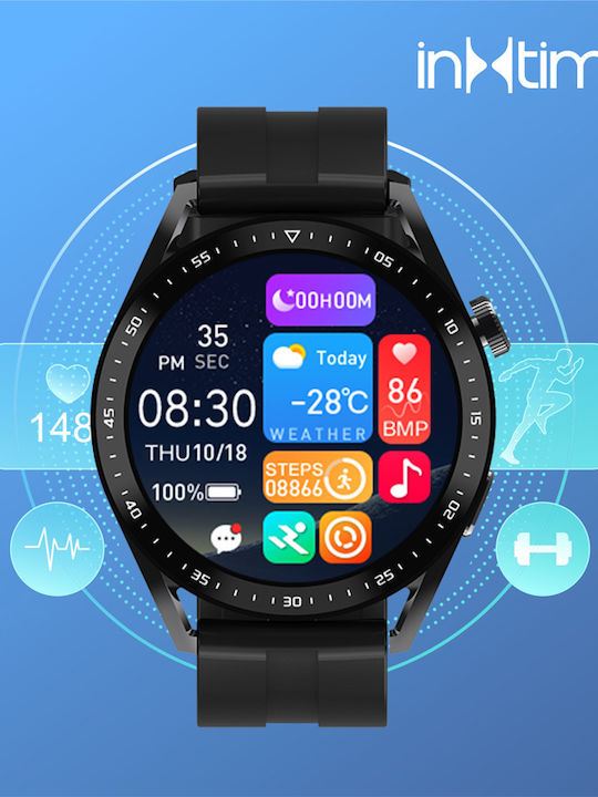 INTIME 3 Pro Smartwatch με Παλμογράφο (Μαύρο)