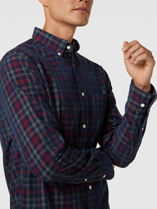 Gant Long-sleeved Corduroy Shirt Checked Blue