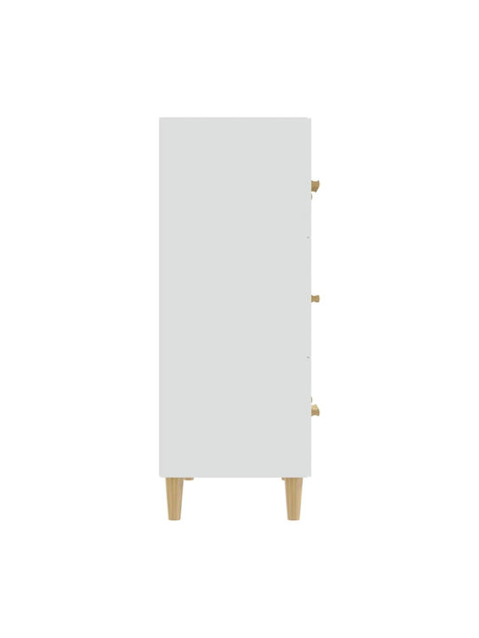 Wooden Chest of Drawers with 3 Drawers White 70x34x90cm