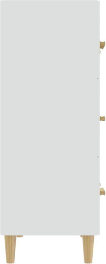 Wooden Chest of Drawers with 3 Drawers White 70x34x90cm