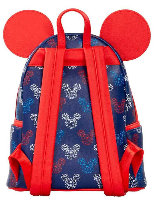 Loungefly Kinder Rucksack Rucksack Blau 23cmx11cmx27cmcm Disney Patriotischer Mickey