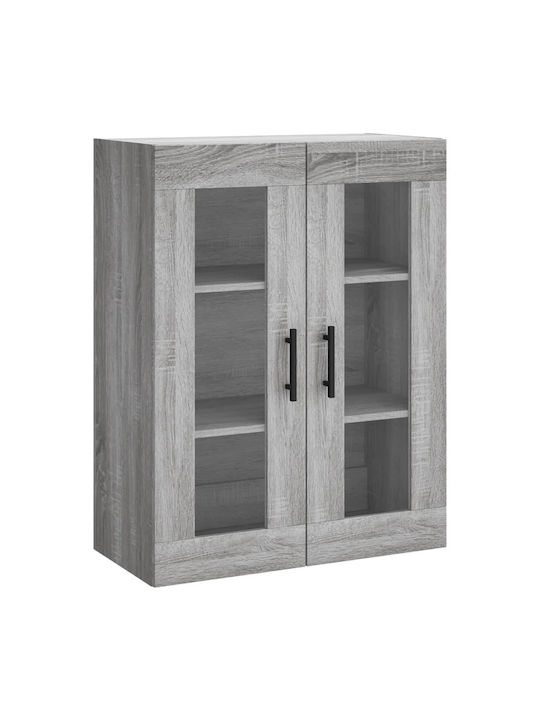 Wand Wohnzimmer Vitrine aus Spanplatte mit Glas Gray 69.5x34x90cm