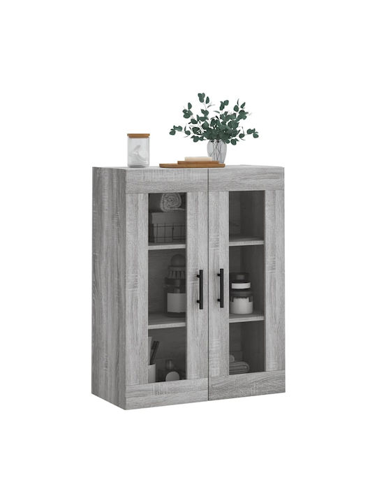 Wand Wohnzimmer Vitrine aus Spanplatte mit Glas Gray 69.5x34x90cm