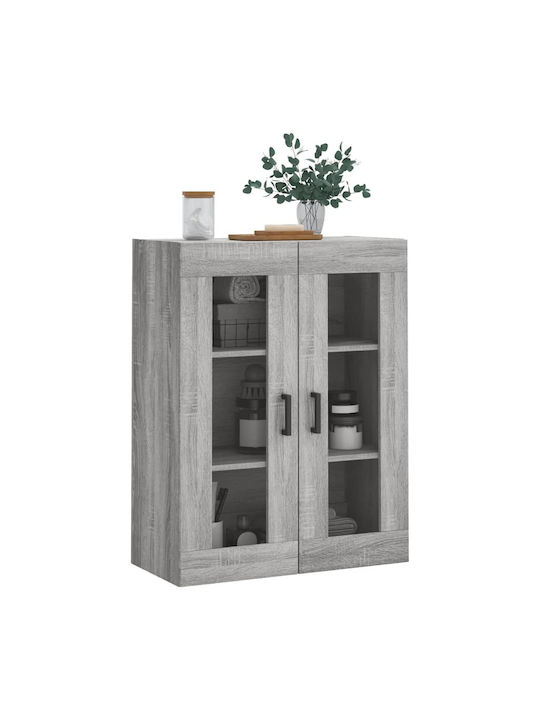 Wand Wohnzimmer Vitrine aus Spanplatte mit Glas Gray 69.5x34x90cm