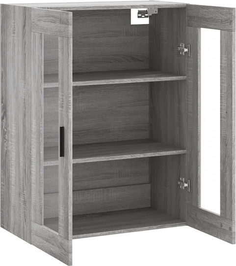Wand Wohnzimmer Vitrine aus Spanplatte mit Glas Gray 69.5x34x90cm