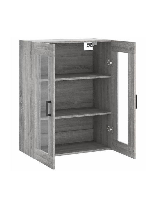 Wand Wohnzimmer Vitrine aus Spanplatte mit Glas Gray 69.5x34x90cm