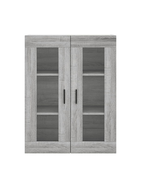 Wand Wohnzimmer Vitrine aus Spanplatte mit Glas Gray 69.5x34x90cm