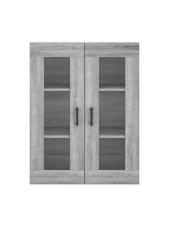Wand Wohnzimmer Vitrine aus Spanplatte mit Glas Gray 69.5x34x90cm