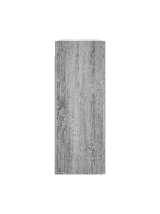 Wand Wohnzimmer Vitrine aus Spanplatte mit Glas Gray 69.5x34x90cm
