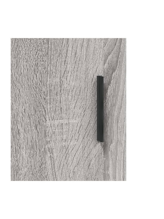 Wand Wohnzimmer Vitrine aus Spanplatte mit Glas Gray 69.5x34x90cm