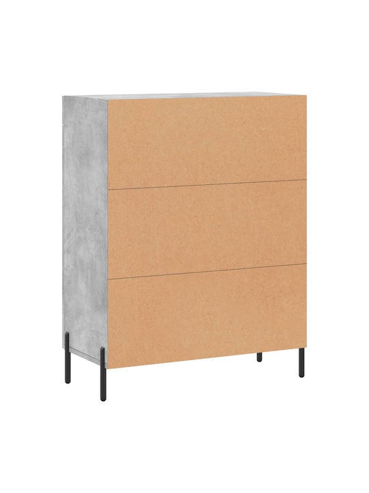 Wall Living Room Display Cabinet made of Wood & Metal with Glass Gray 69.5x34x90cm