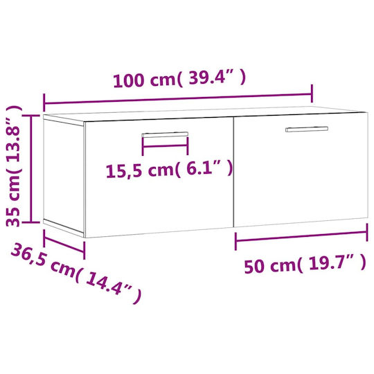 vidaXL Ντουλάπι Μπάνιου 100x36.5x35cm Λευκό
