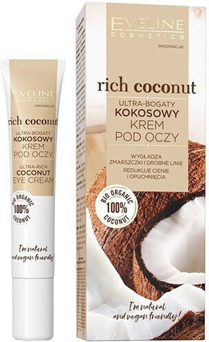 Eveline Ultra Rich Coconut Eye Gel for Moisturizing Anti-Wrinkle and Dark Circles 20ml
