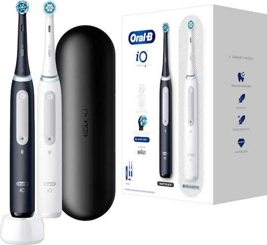 Oral-B iO Series 4 Duo Electric Toothbrush with Timer and Pressure Sensor Black / Quite White