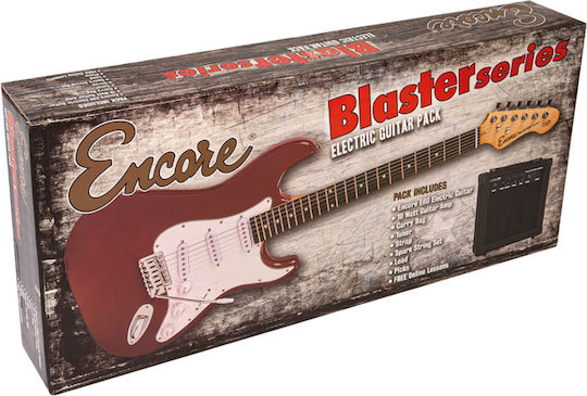 Encore Set Chitară Electrică Stratocaster Roșie cu Husă