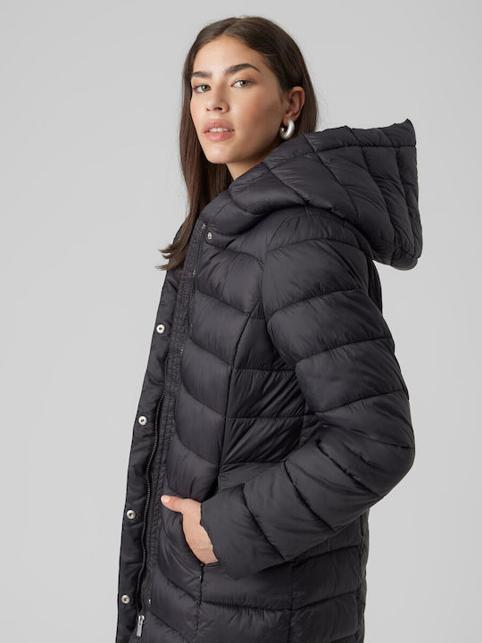 Vero Moda Women's Short Puffer Jacket for Spring or Autumn with Hood Black