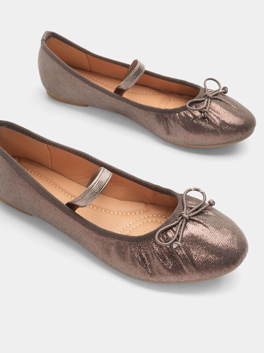 Luigi Synthetic Leather Pointy Ballerinas Gray