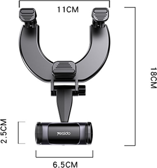 Yesido Car Mobile Mount with Adjustable Hooks Black