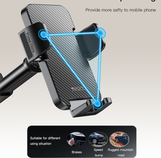 Yesido Car Mobile Mount with Adjustable Hooks Black