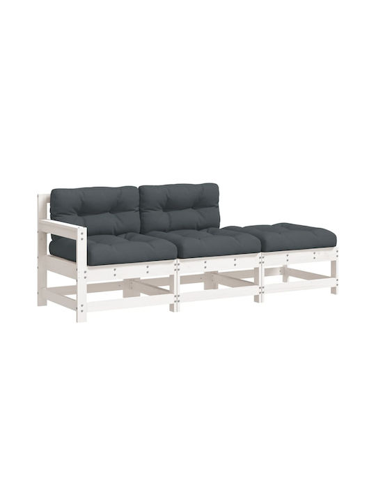 Wooden Outdoor Sofa with Cushions 62x62x70.5cm