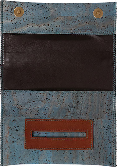 Djo Djo Handmade Light Blue Artificial Leather Tobacco Pouch with Magnet Closure A302-6