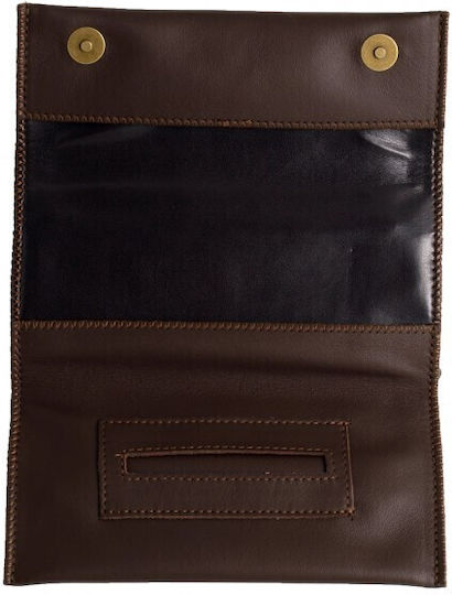 Djo Leather Tobacco Pouch With Magnetic Clasp Brown