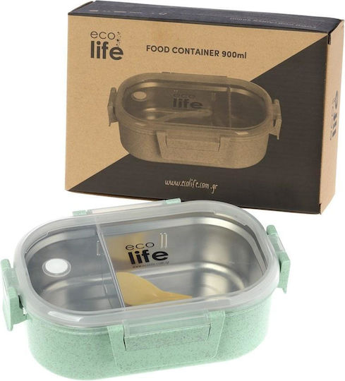 Ecolife Spoon Cutie de Prânz din Inox Verde cu Compartimente 900ml