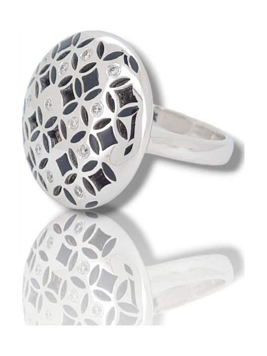 Mentzos Ring with Diamond made of White gold 18K