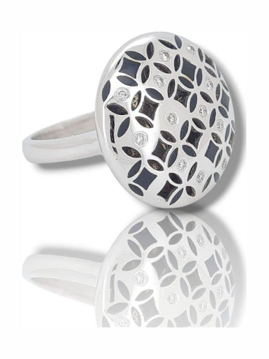 Mentzos Ring with Diamond made of White gold 18K