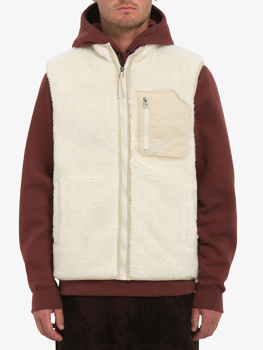 Volcom Muzzer Fuzzar Ärmellos Herren Winter Jacke Lässig Beige