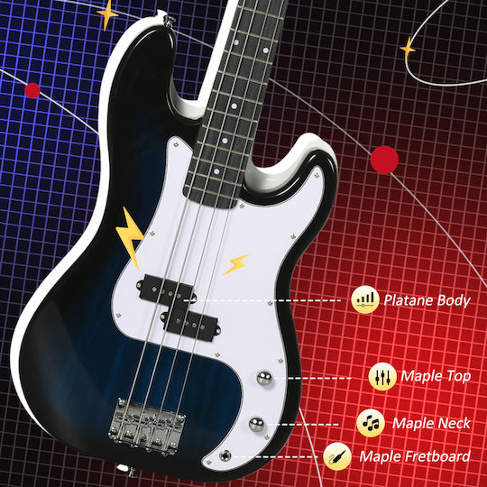 Sportnow Elektrischer Bass Sportnow 4 Saiten
