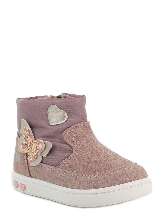 Primigi Kids Suede Boots with Zipper Pink